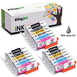 PGI-270XL CLI-271XL Ink Cartridges, 3 Sets High Yield Replacements with Gray Ink (6 Color) Compatible with Pixma MG7720 TS8020 TS9020 Printer-Kingjet