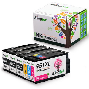 Kingjet 950XL 951XL Ink Cartridge High Yield Replacements Work for Officejet Pro 8600 8610 8620 8630 8640 8660 8615 8625 Printer (3BK 1C 1M 1Y)